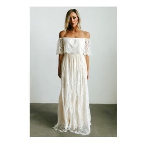 Guinevere White & Off White Lace Maxi Dress
